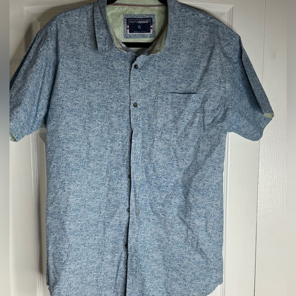 Eighth Avenue Men's Slim Fit Extra Large Blue Button Down Shirt